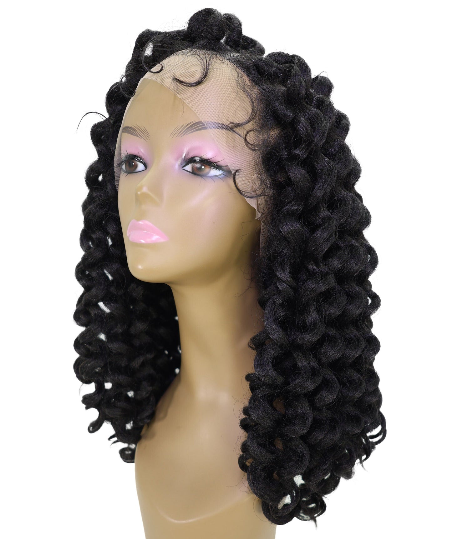 LUXLUXE 14" Curly Full Hand Tied Wig – 232g Voluminous Curl Hairpiece Heat Resistant Synthetic Fiber