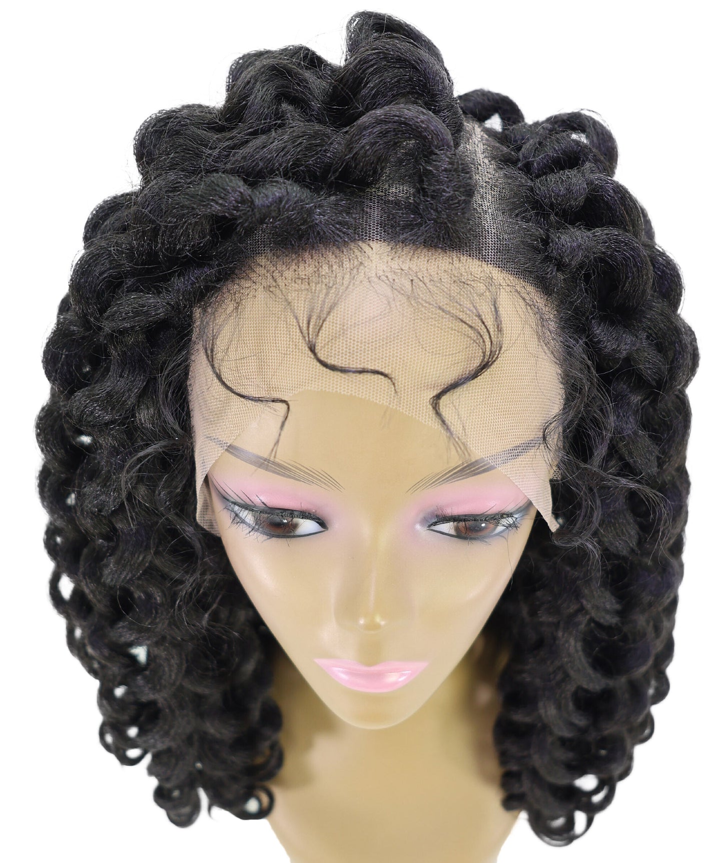 LUXLUXE 14" Curly Full Hand Tied Wig – 232g Voluminous Curl Hairpiece Heat Resistant Synthetic Fiber