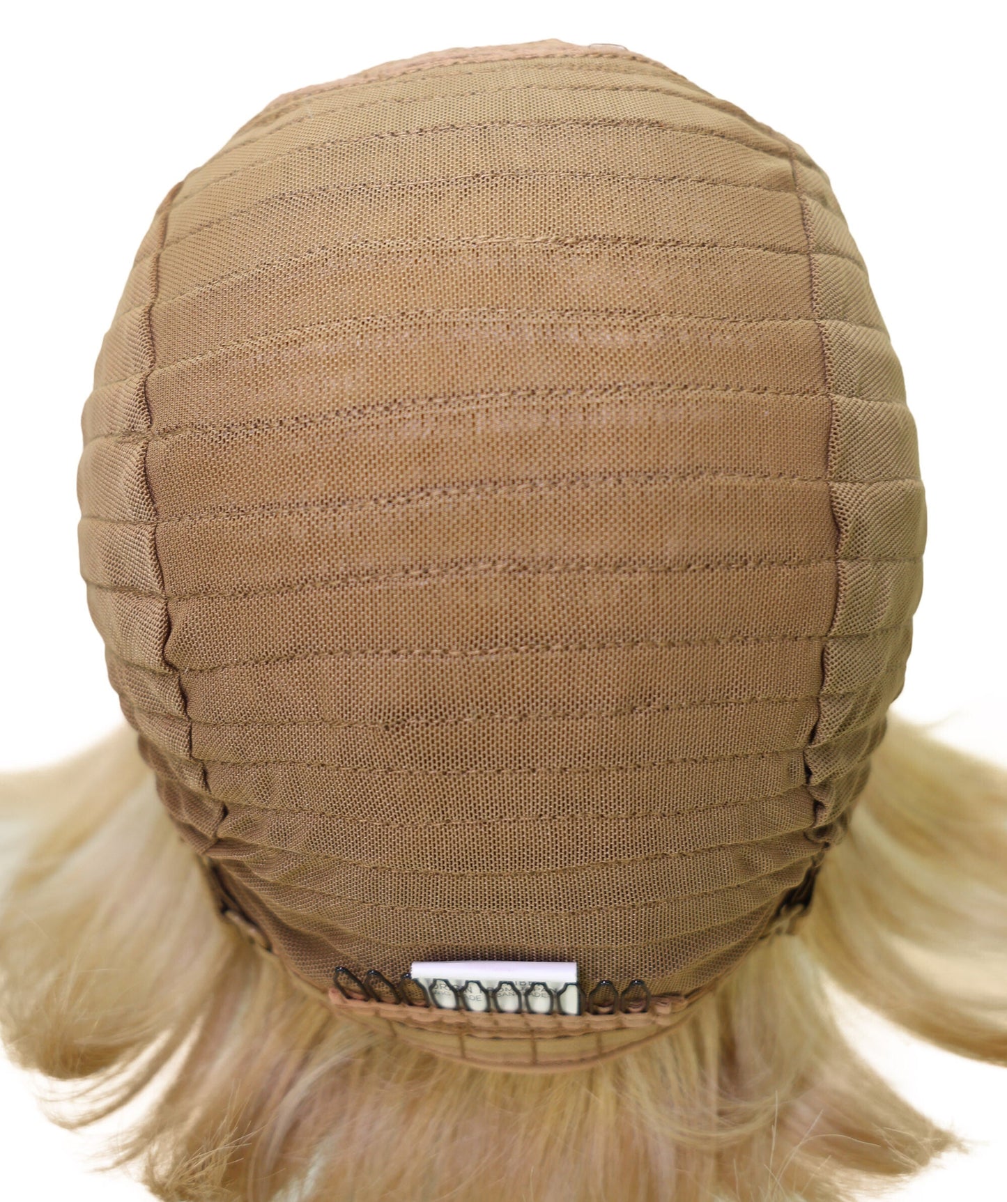 LUXLUXE 9" Champagne Blonde Short Wavy Lace Front Wig – 98g Sleek Bob Hairpiece Heat Resistant Synthetic Fiber