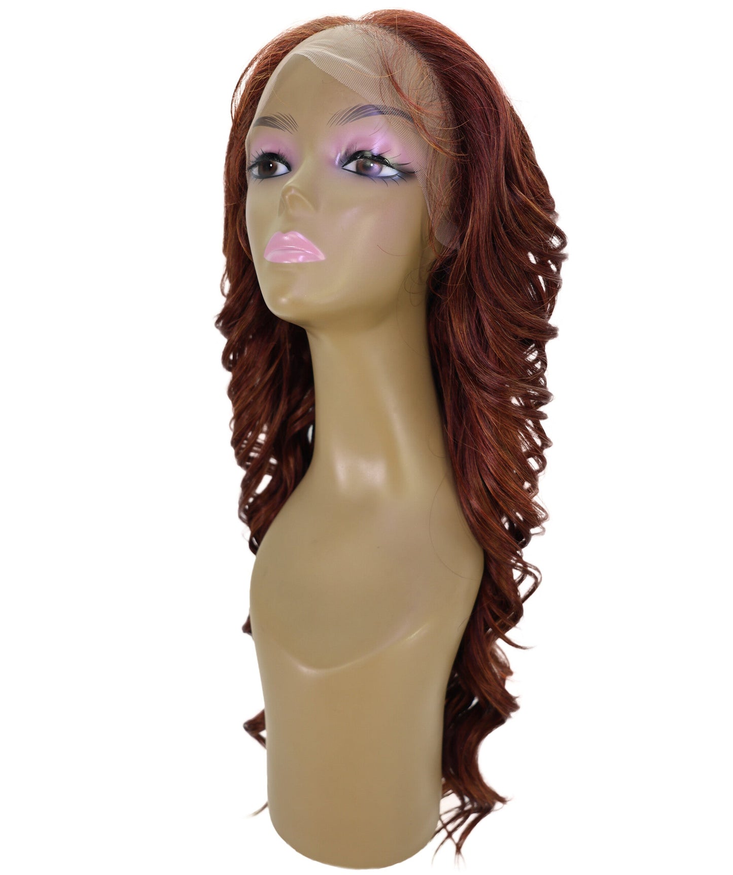 LUXLUXE 25.5" Long Wavy Lace Front Wig – Women's Textured Wave 247g Hairpiece Heat Resistant Synthetic Fiber