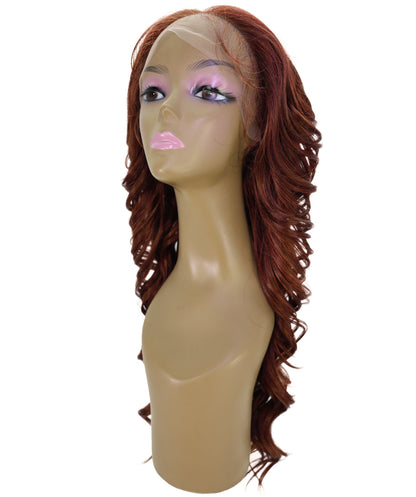 LUXLUXE 25.5" Long Wavy Lace Front Wig – Women's Textured Wave 247g Hairpiece Heat Resistant Synthetic Fiber