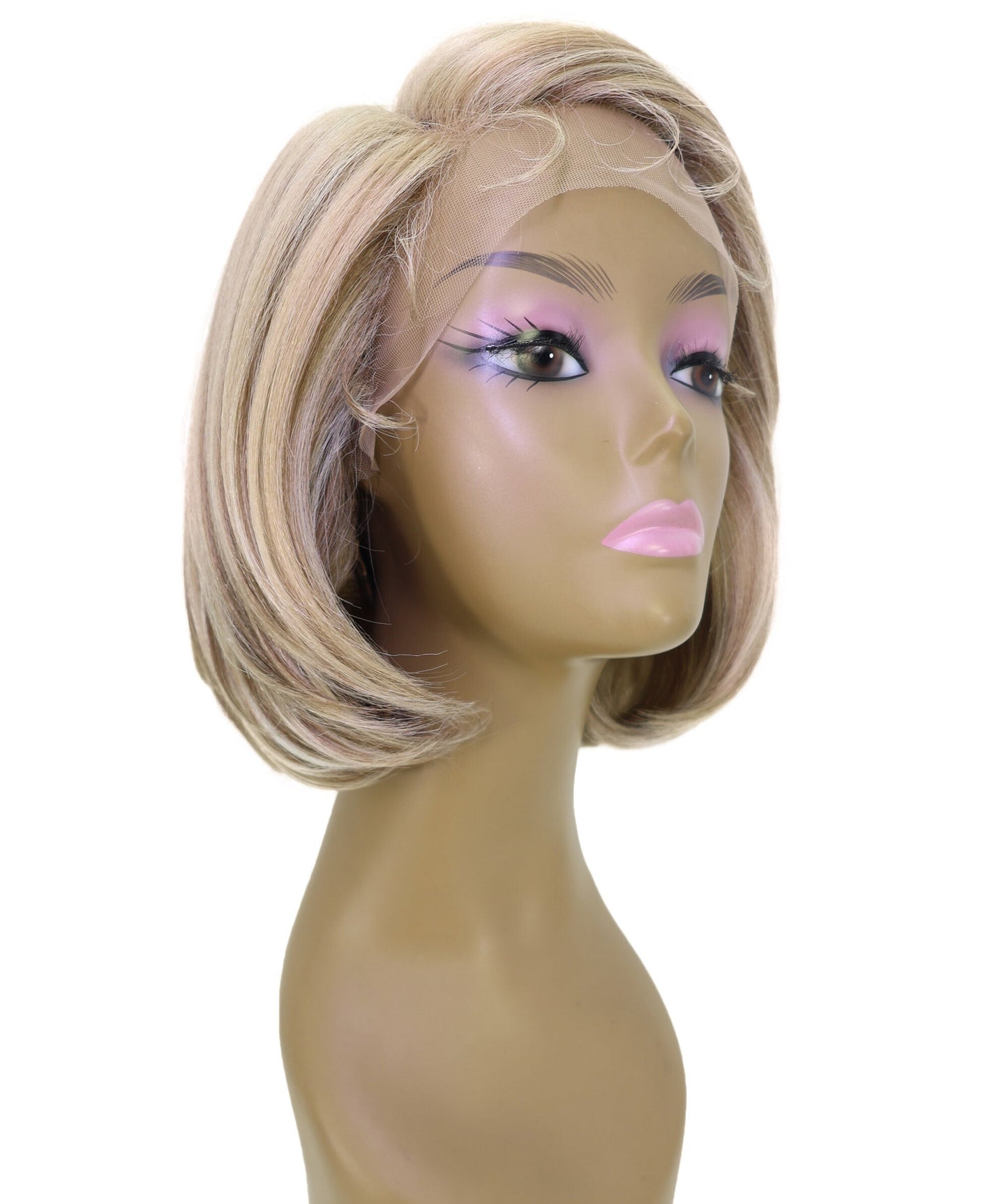 LUXLUXE 10 Inch Frosted Ash Blonde Short Straight Lace Front Wig – Women's Sleek Bob 118g Hair Heat Resistant Synthetic Fiber