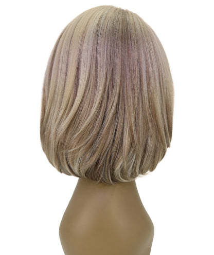 LUXLUXE 10 Inch Frosted Ash Blonde Short Straight Lace Front Wig – Women's Sleek Bob 118g Hair Heat Resistant Synthetic Fiber