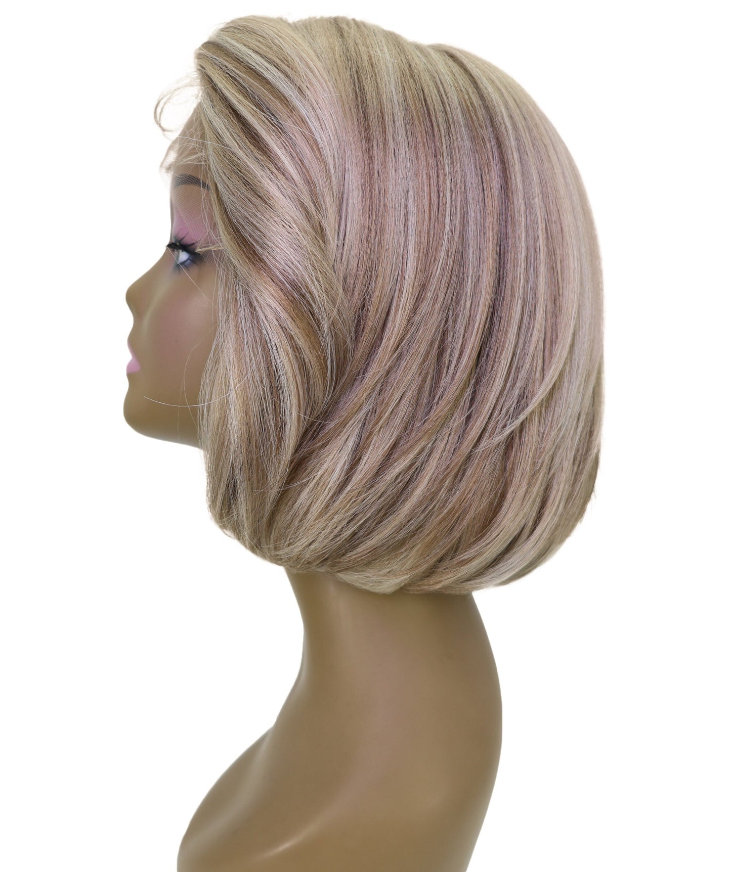 LUXLUXE 10 Inch Frosted Ash Blonde Short Straight Lace Front Wig – Women's Sleek Bob 118g Hair Heat Resistant Synthetic Fiber