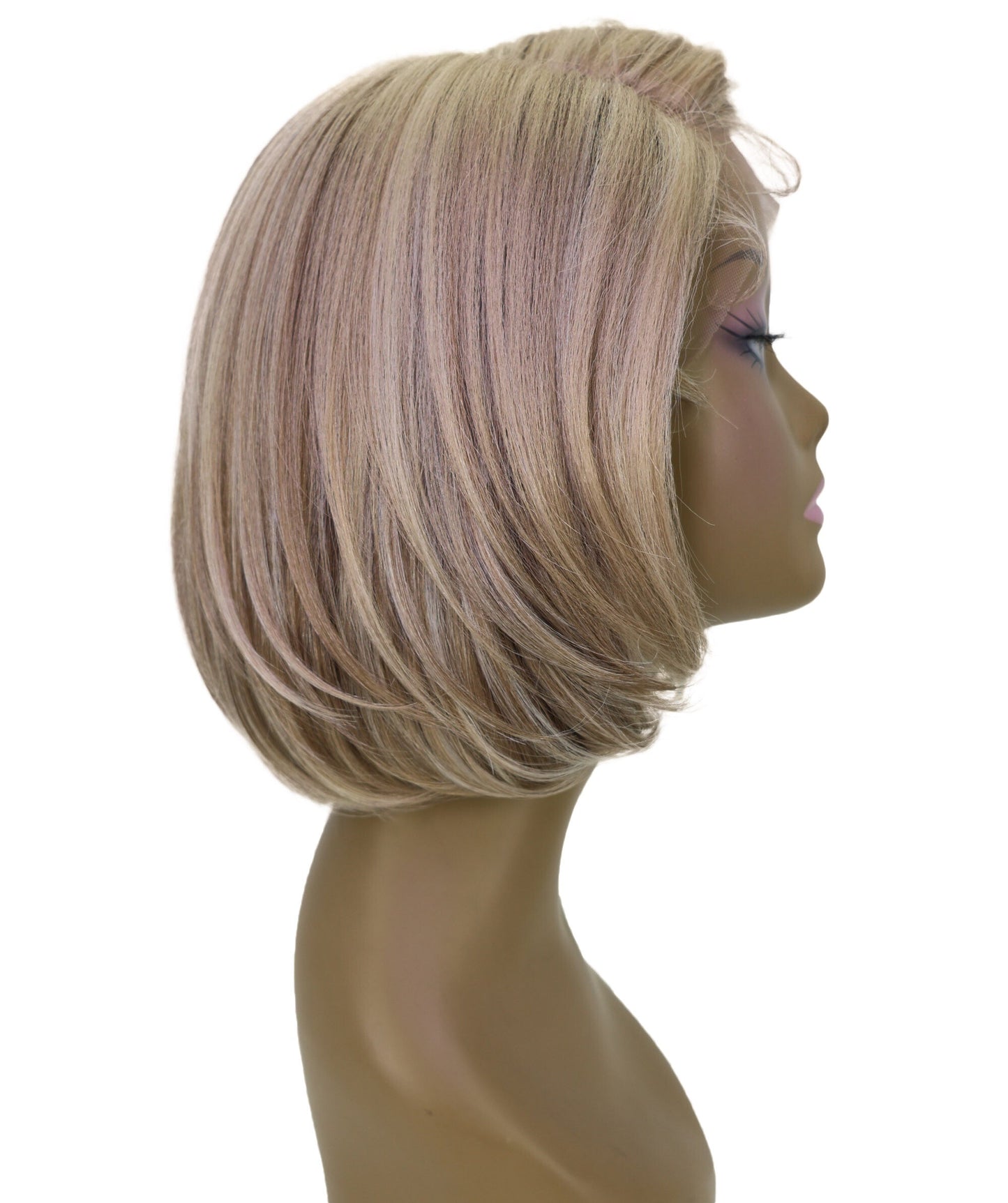 LUXLUXE 10 Inch Frosted Ash Blonde Short Straight Lace Front Wig – Women's Sleek Bob 118g Hair Heat Resistant Synthetic Fiber