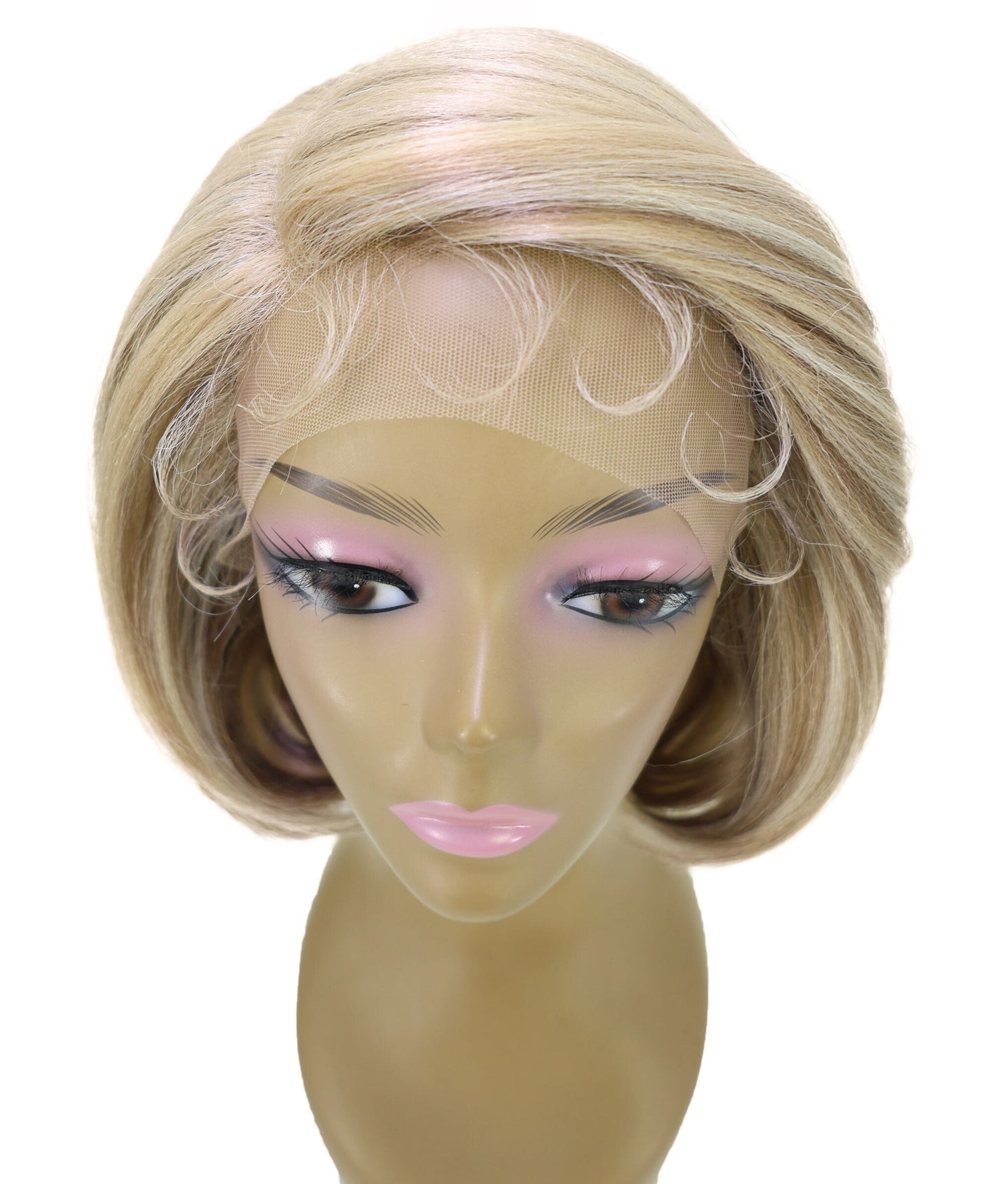 LUXLUXE 10 Inch Frosted Ash Blonde Short Straight Lace Front Wig – Women's Sleek Bob 118g Hair Heat Resistant Synthetic Fiber