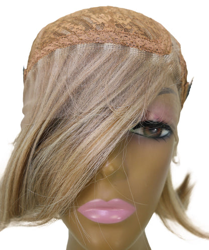 LUXLUXE 10 Inch Frosted Ash Blonde Short Straight Lace Front Wig – Women's Sleek Bob 118g Hair Heat Resistant Synthetic Fiber
