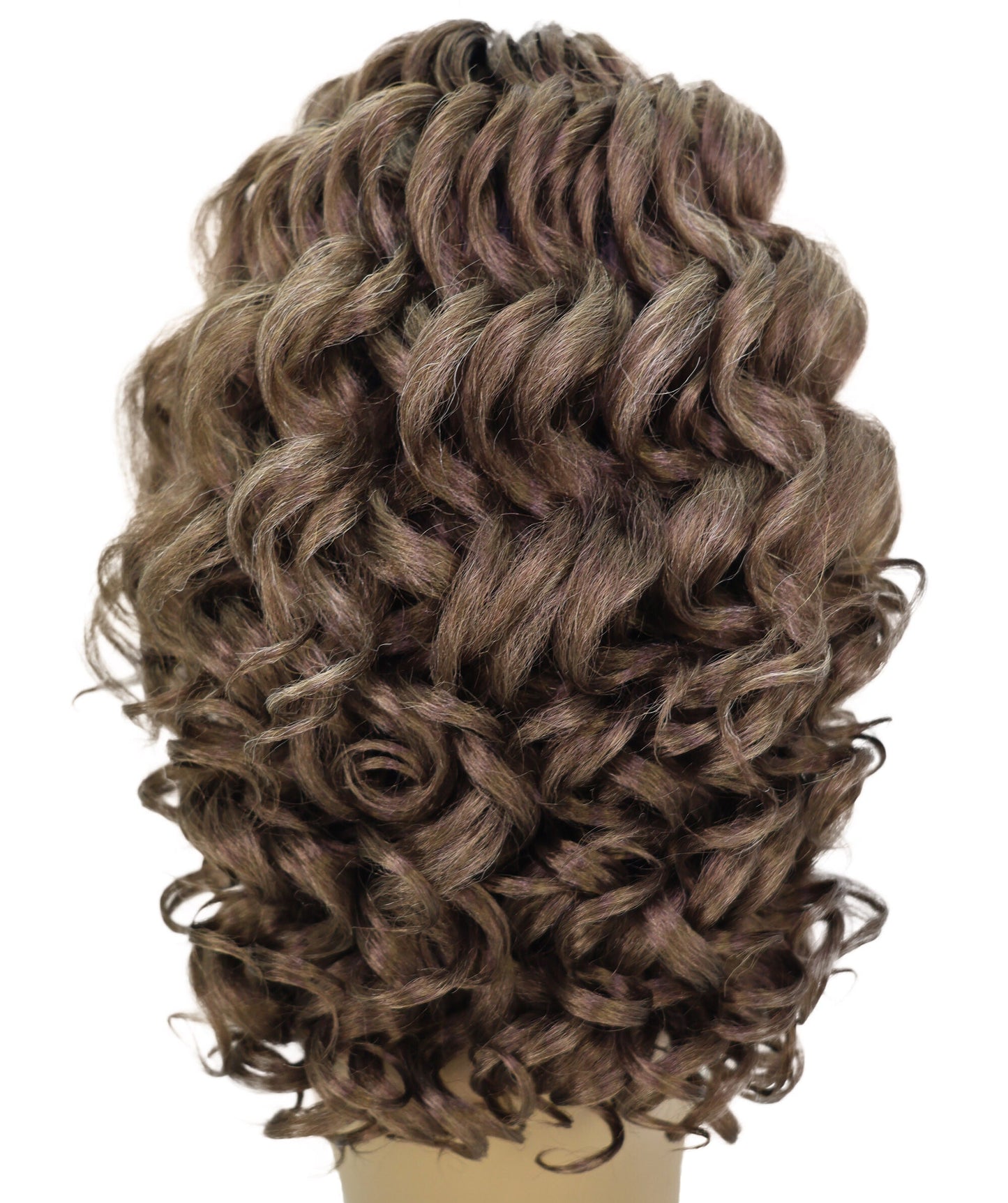 LUXLUXE 14" Long Curly Mocha Balayage Full Wig – Women 240g Voluminous Curl Hair Style Heat Resistant Synthetic Fiber