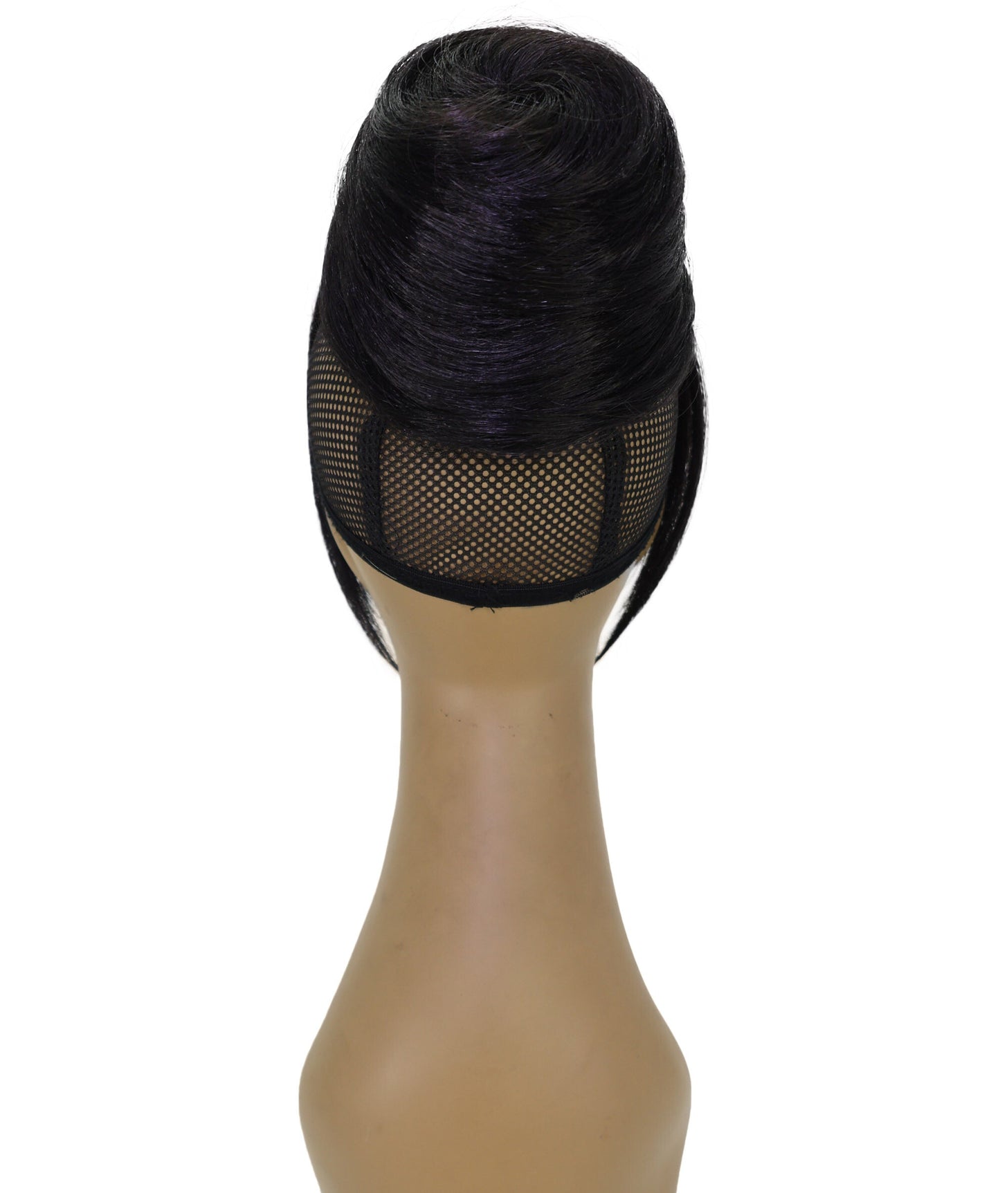 LUXLUXE Bun Hair Extension with Bang – 8 Inch Black Straight Updo Hairstyle with Natural Looking Bangs