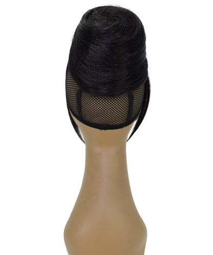 LUXLUXE Bun Hair Extension with Bang – 8 Inch Black Straight Updo Hairstyle with Natural Looking Bangs