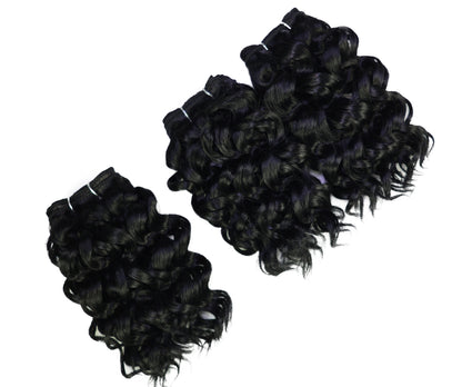 LUXLUXE Deep Curly Synthetic Hair Extension – 6.5 Inch Dense Curl Weft Style 110g for Women Versatile Styling