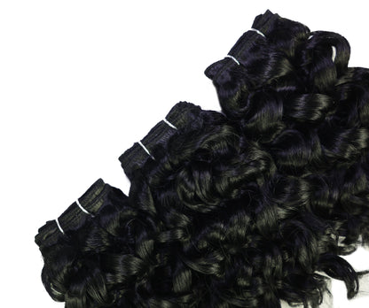 LUXLUXE Deep Curly Synthetic Hair Extension – 6.5 Inch Dense Curl Weft Style 110g for Women Versatile Styling