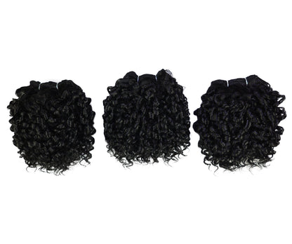 LUXLUXE Burmese Curl Synthetic Hair Extension – 5 Inch Dense Curly Weft Style 110g for Women Textured Styling