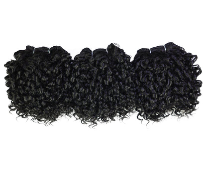 LUXLUXE Burmese Curl Synthetic Hair Extension – 5 Inch Dense Curly Weft Style 110g for Women Textured Styling