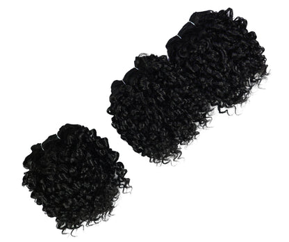 LUXLUXE Burmese Curl Synthetic Hair Extension – 5 Inch Dense Curly Weft Style 110g for Women Textured Styling