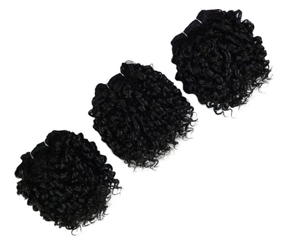 LUXLUXE Burmese Curl Synthetic Hair Extension – 5 Inch Dense Curly Weft Style 110g for Women Textured Styling