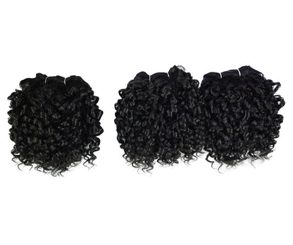 LUXLUXE Burmese Curl Synthetic Hair Extension – 5 Inch Dense Curly Weft Style 110g for Women Textured Styling