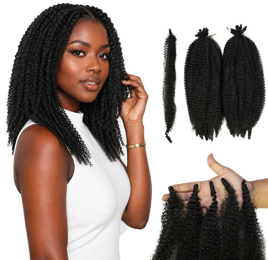 LUXLUXE Springy Afro Twist Hair Extensions - 16 Inch Synthetic Braided Hairpiece 117g for Women