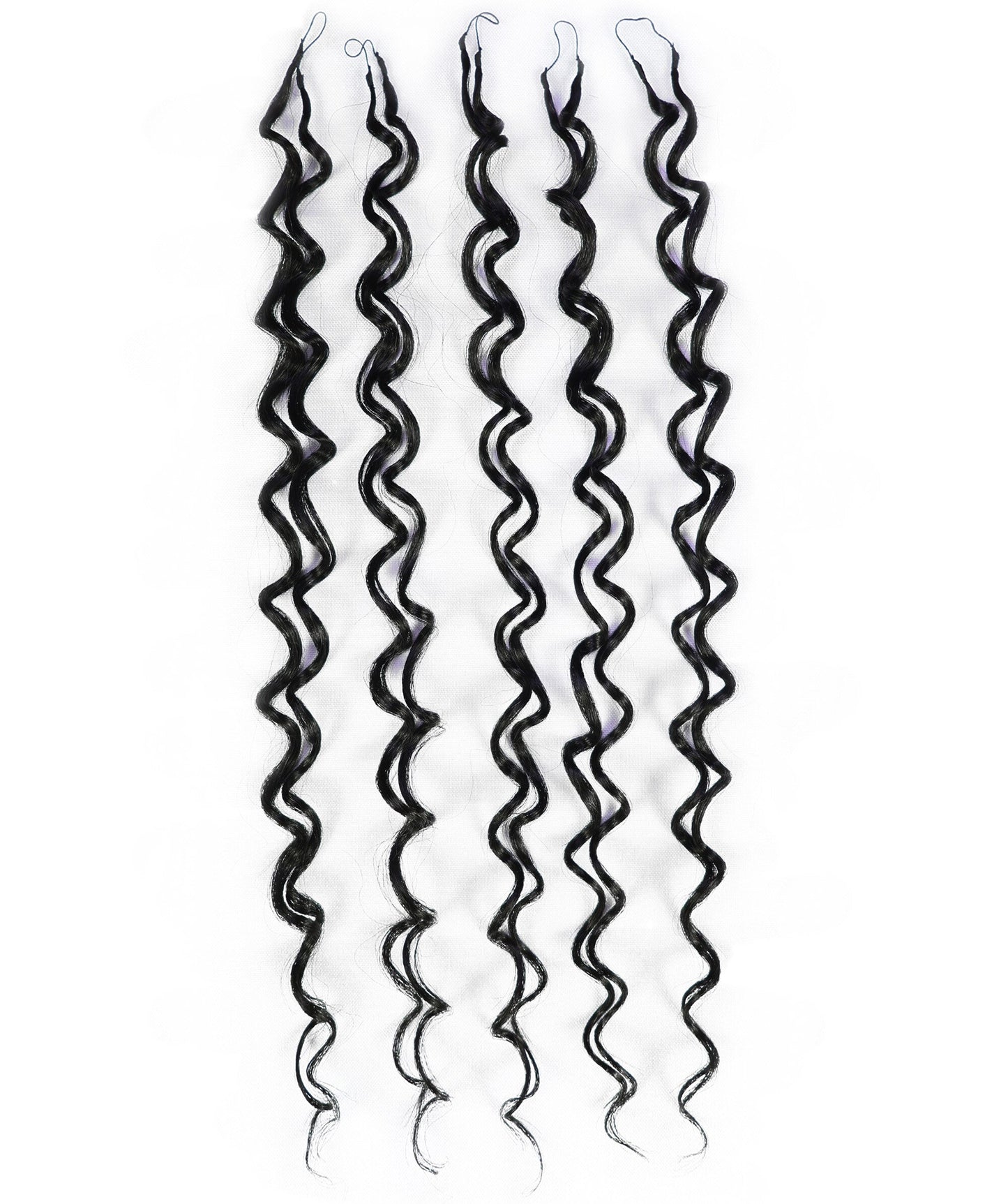 LUXLUXE Water Wave Feather Crochet Human &  Synthetic Mix Hair Extensions - 19 Inch Braiding 60g Hairpiece for Women