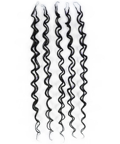 LUXLUXE Water Wave Feather Crochet Human &  Synthetic Mix Hair Extensions - 19 Inch Braiding 60g Hairpiece for Women