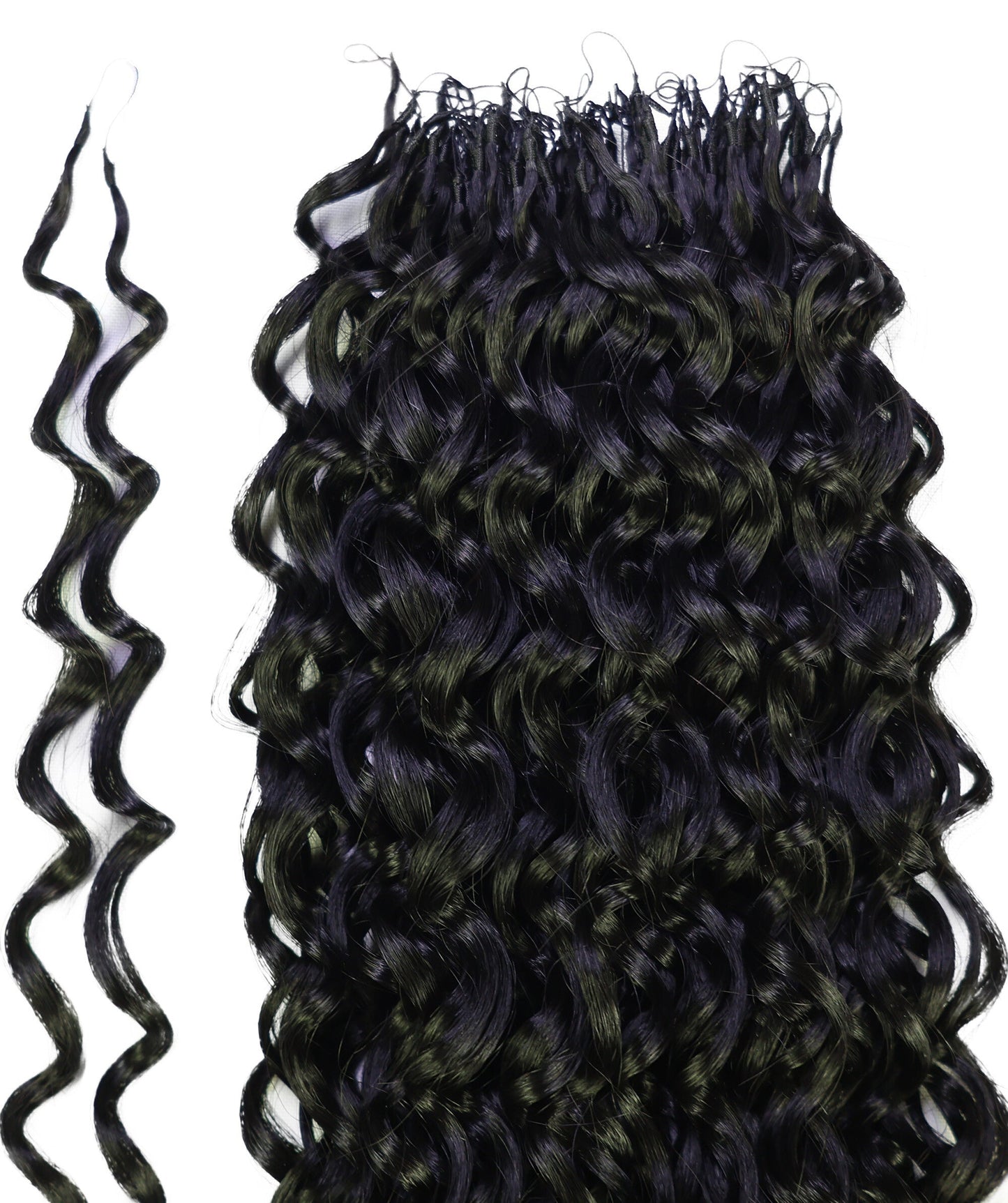 LUXLUXE Water Wave Feather Crochet Human &  Synthetic Mix Hair Extensions - 19 Inch Braiding 60g Hairpiece for Women