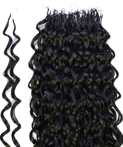 LUXLUXE Water Wave Feather Crochet Human &  Synthetic Mix Hair Extensions - 19 Inch Braiding 60g Hairpiece for Women