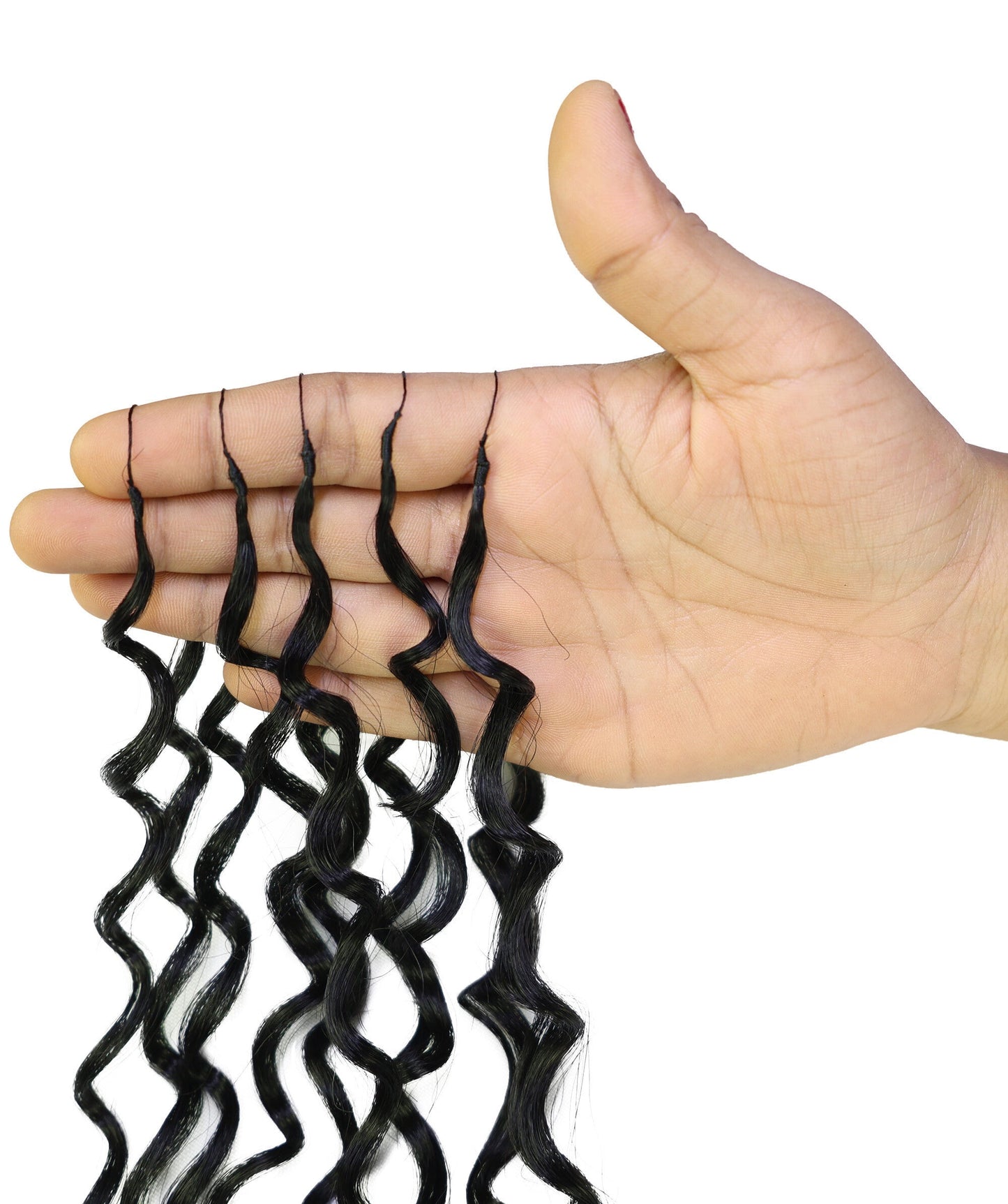 LUXLUXE Water Wave Feather Crochet Human &  Synthetic Mix Hair Extensions - 19 Inch Braiding 60g Hairpiece for Women