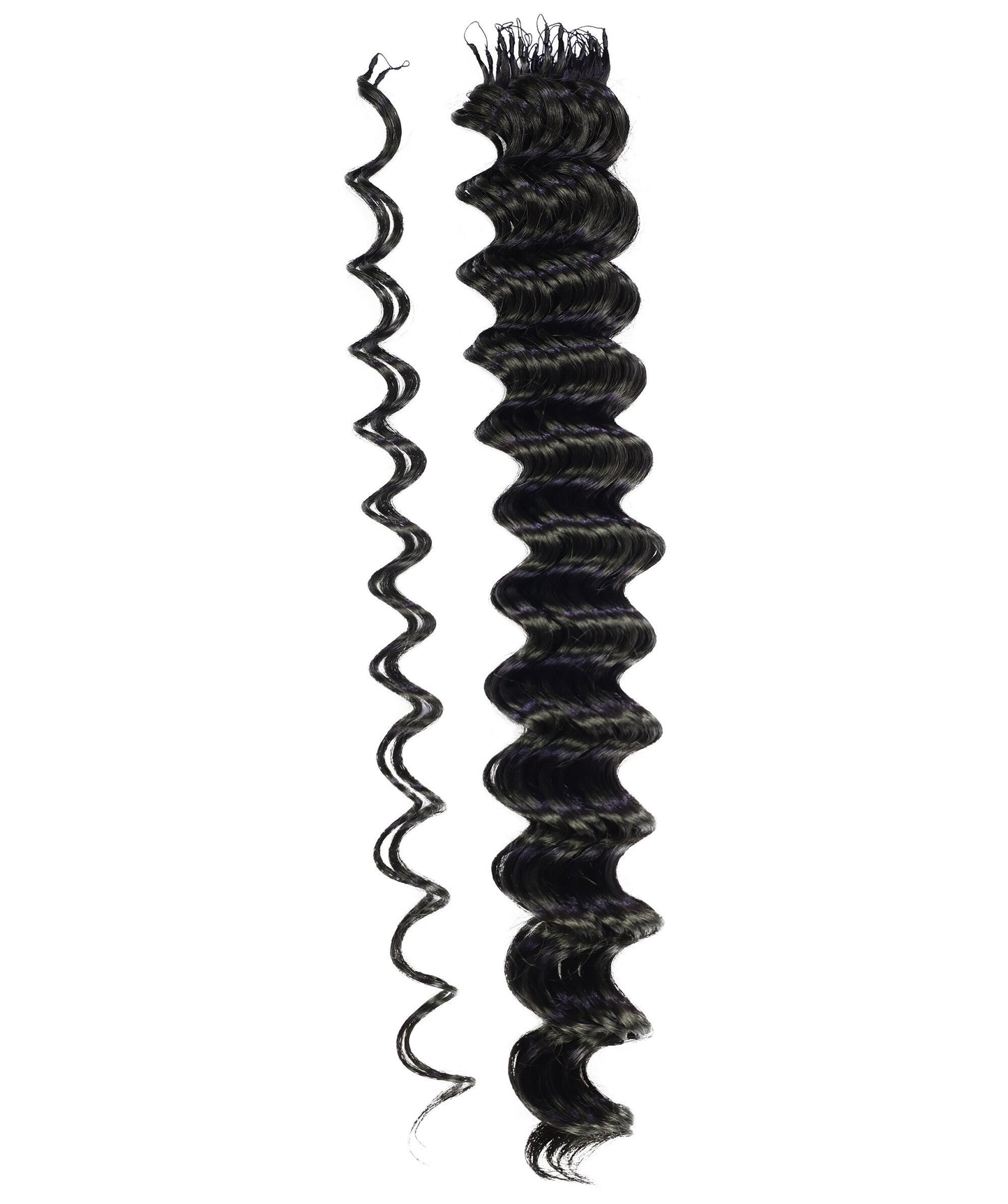 LUXLUXE Deep Wave Wavy Feather Crochet Hair Extensions Human & Synthetic Mix - 20 Inch pre separated 100g Hairpiece