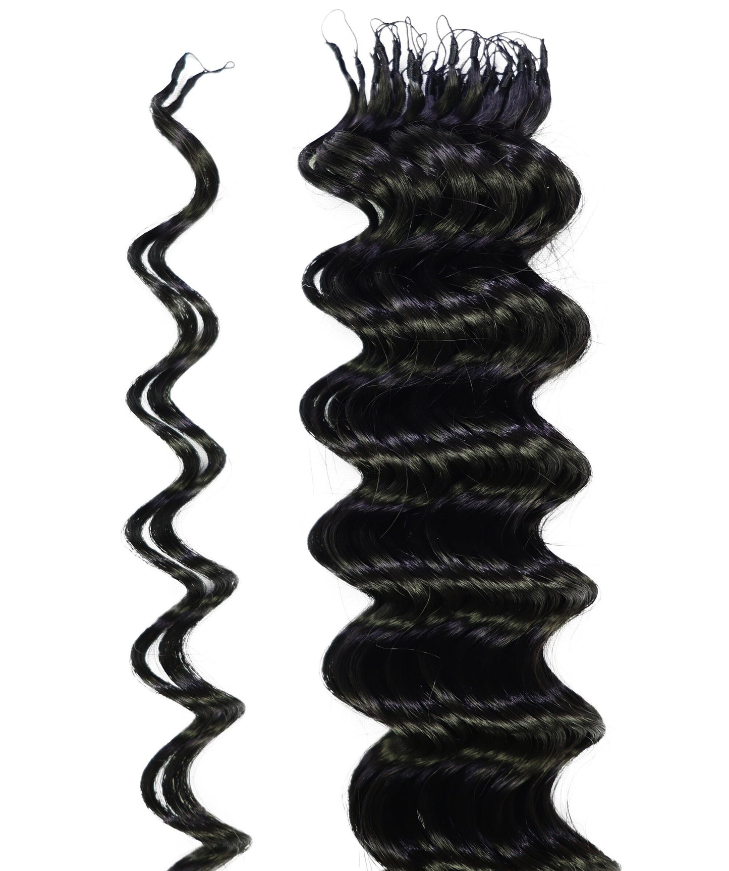 LUXLUXE Deep Wave Wavy Feather Crochet Hair Extensions Human & Synthetic Mix - 20 Inch pre separated 100g Hairpiece