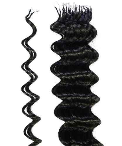 LUXLUXE Deep Wave Wavy Feather Crochet Hair Extensions Human & Synthetic Mix - 20 Inch pre separated 100g Hairpiece