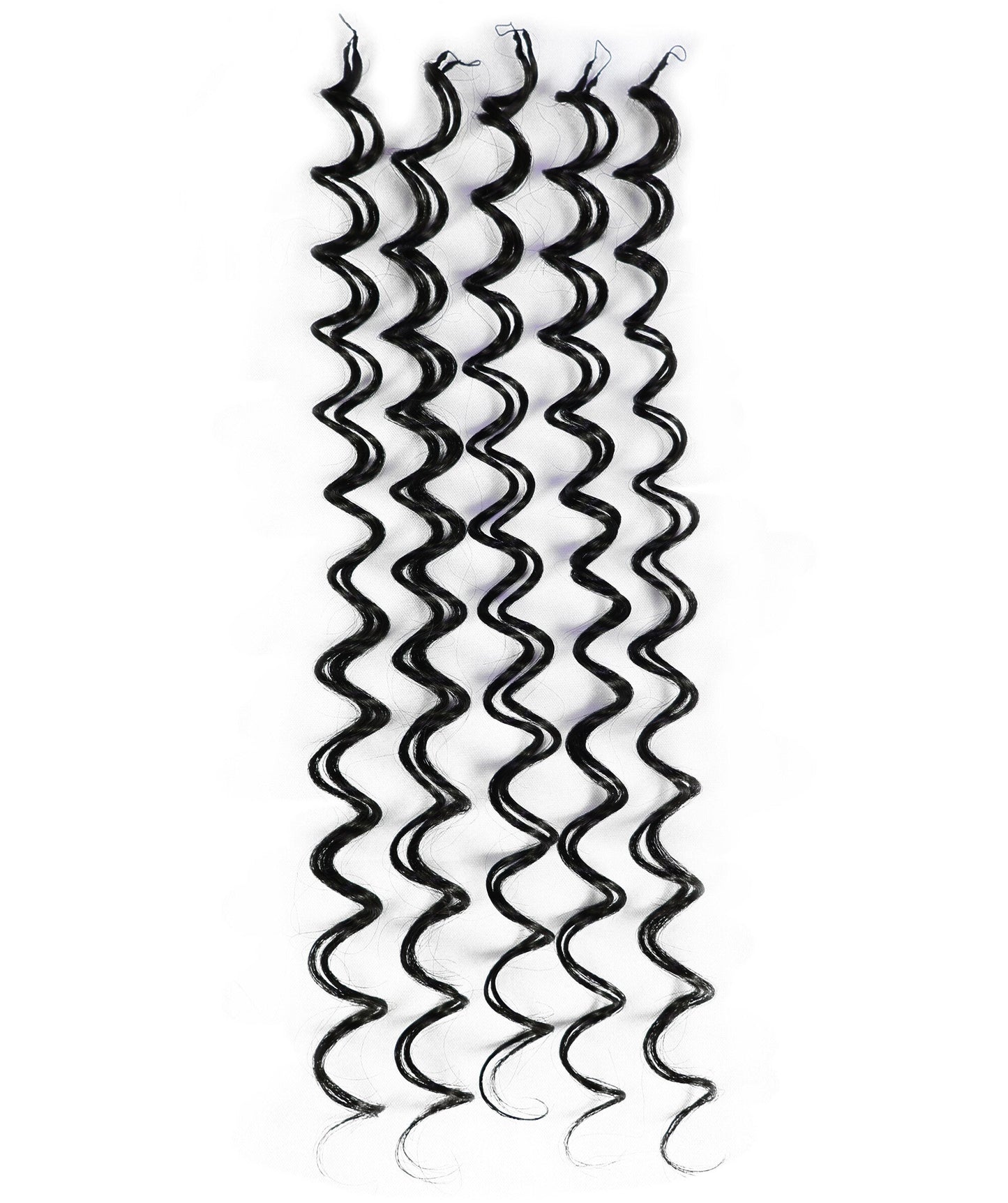 LUXLUXE Deep Wave Wavy Feather Crochet Hair Extensions Human & Synthetic Mix - 20 Inch pre separated 100g Hairpiece
