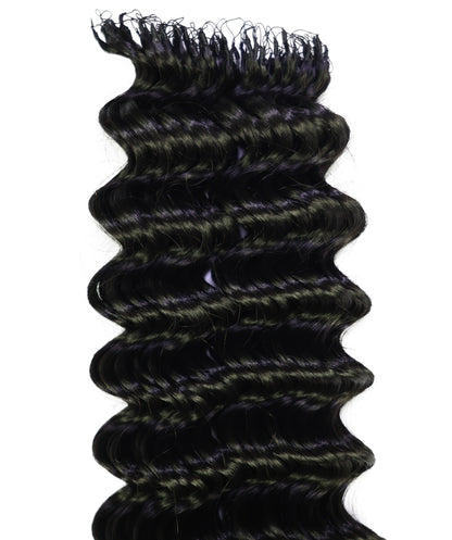 LUXLUXE Deep Wave Wavy Feather Crochet Hair Extensions Human & Synthetic Mix - 20 Inch pre separated 100g Hairpiece