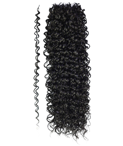 LUXLUXE Hawaiian Jerry Deep Wave Feather Crochet Human & Synthetic Hair Mix Extensions - 20" Curly Braided 100g Hairpiece