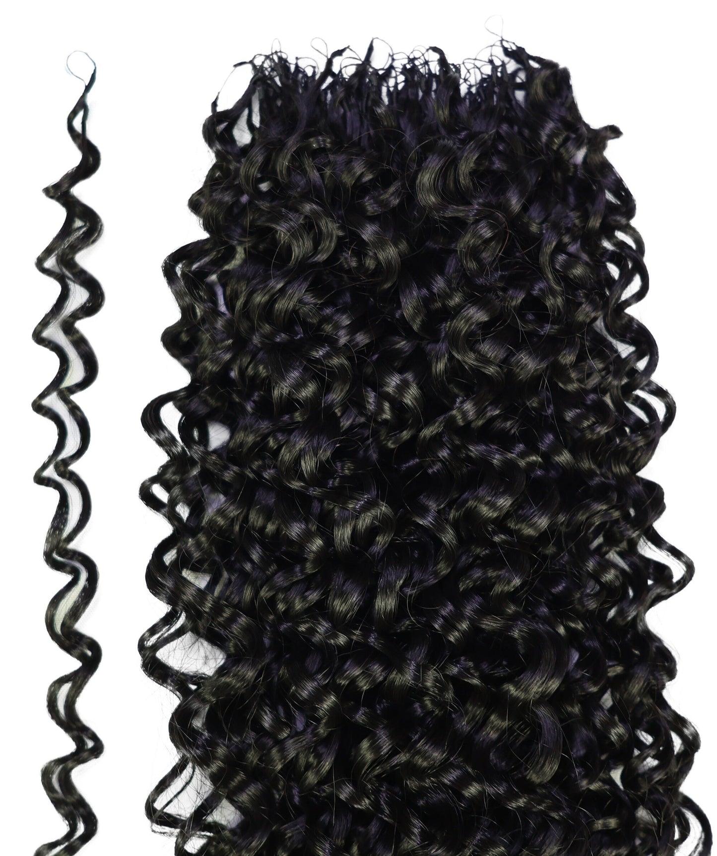 LUXLUXE Hawaiian Jerry Deep Wave Feather Crochet Human & Synthetic Hair Mix Extensions - 20" Curly Braided 100g Hairpiece
