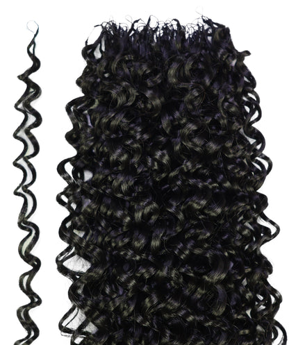 LUXLUXE Hawaiian Jerry Deep Wave Feather Crochet Human & Synthetic Hair Mix Extensions - 20" Curly Braided 100g Hairpiece