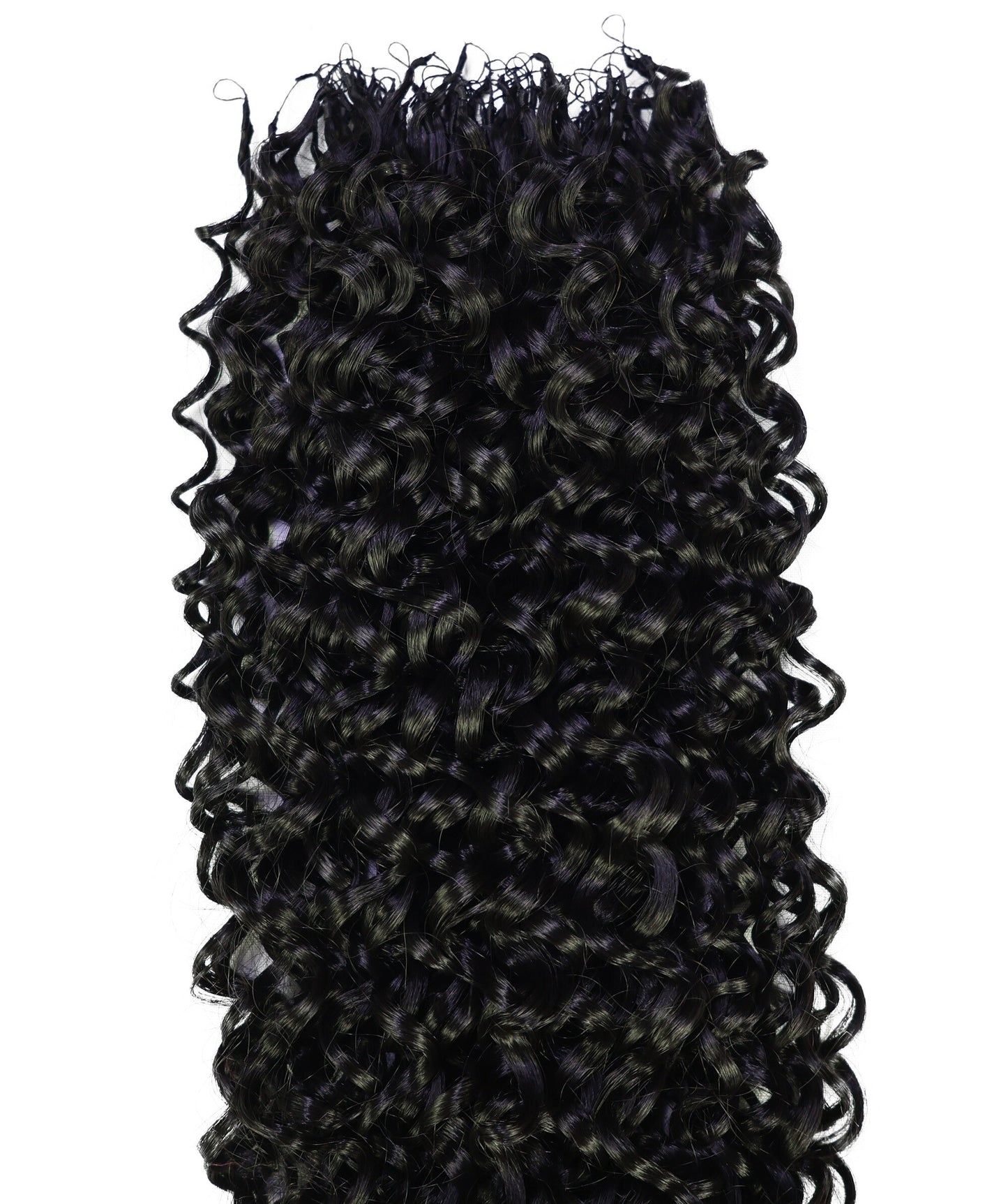 LUXLUXE Hawaiian Jerry Deep Wave Feather Crochet Human & Synthetic Hair Mix Extensions - 20" Curly Braided 100g Hairpiece