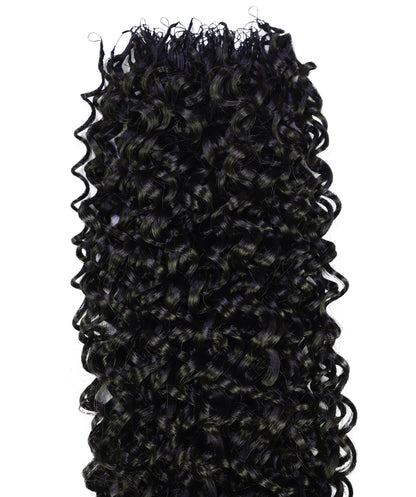 LUXLUXE Hawaiian Jerry Deep Wave Feather Crochet Human & Synthetic Hair Mix Extensions - 20" Curly Braided 100g Hairpiece