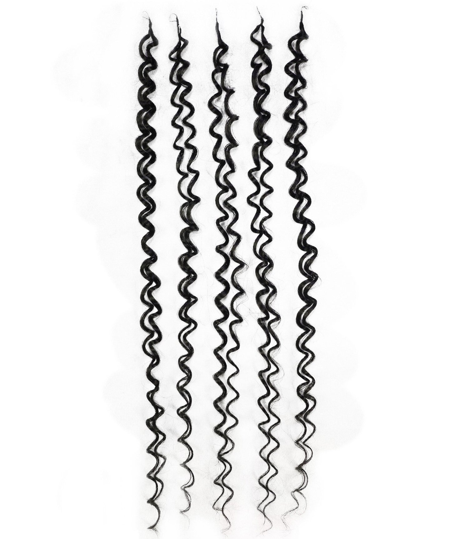 LUXLUXE Hawaiian Jerry Deep Wave Feather Crochet Human & Synthetic Hair Mix Extensions - 20" Curly Braided 100g Hairpiece
