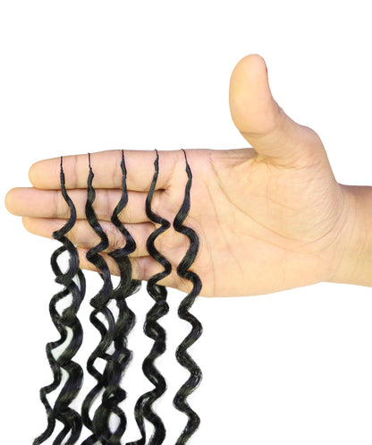 LUXLUXE Hawaiian Jerry Deep Wave Feather Crochet Human & Synthetic Hair Mix Extensions - 20" Curly Braided 100g Hairpiece