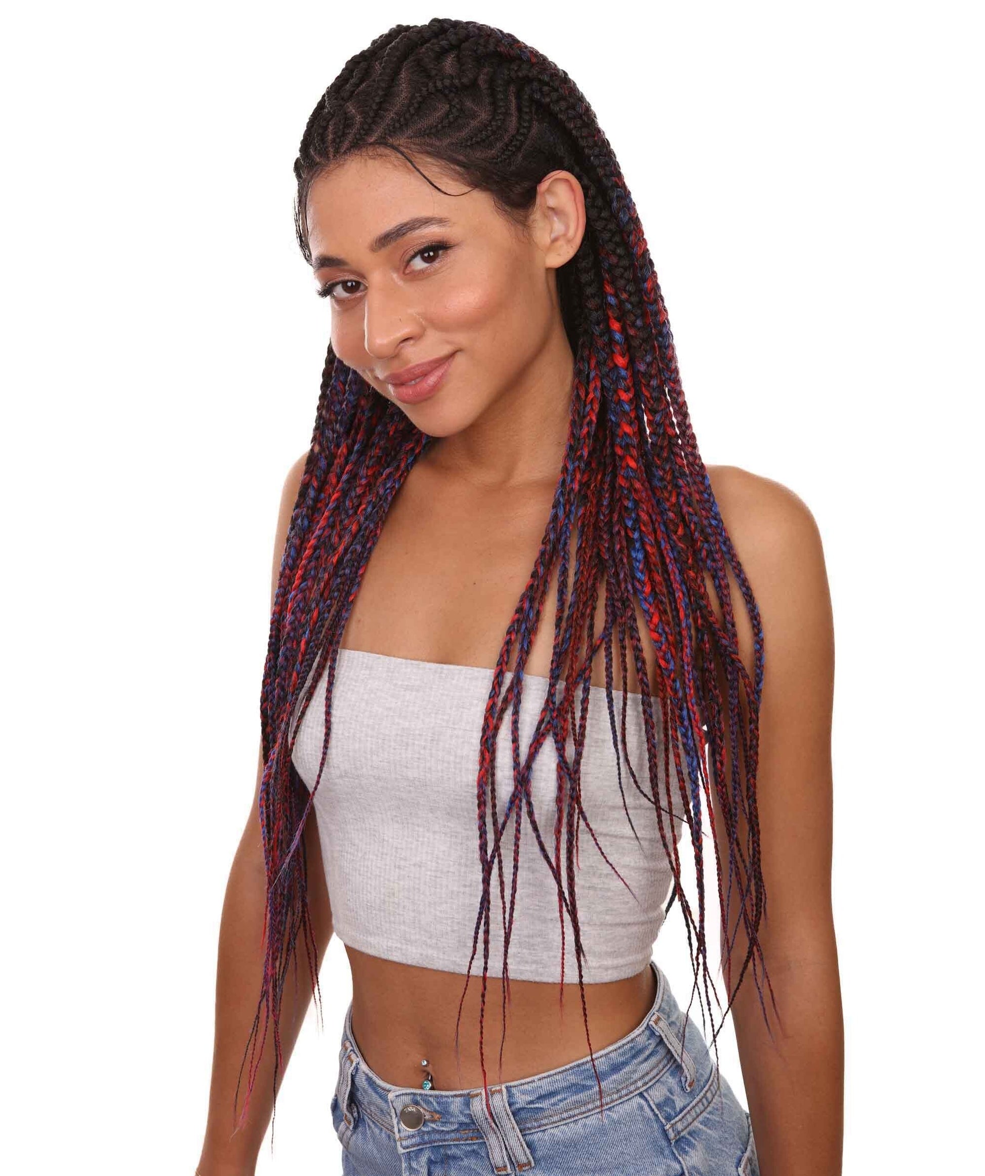#TT1B/Blue+Red - Black, Red and Blue Blend