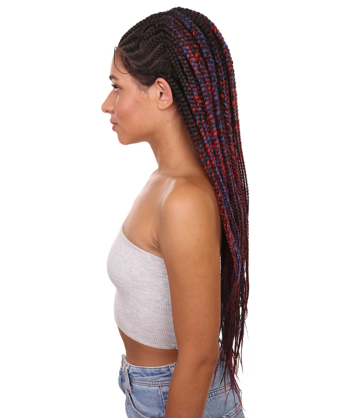 #TT1B/Blue+Red - Black, Red and Blue Blend