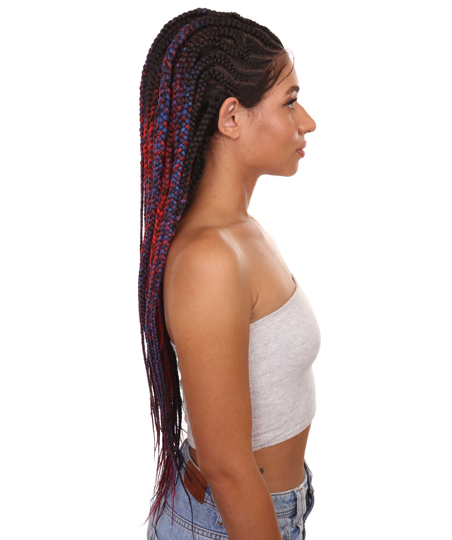 #TT1B/Blue+Red - Black, Red and Blue Blend