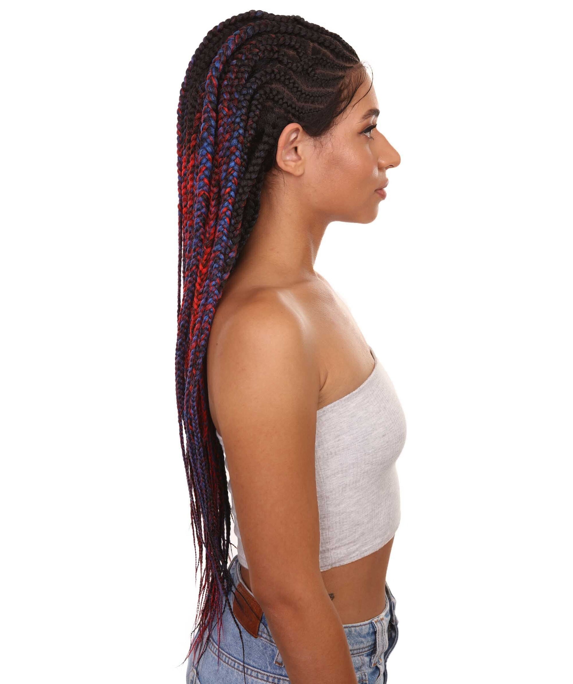 #TT1B/Blue+Red - Black, Red and Blue Blend