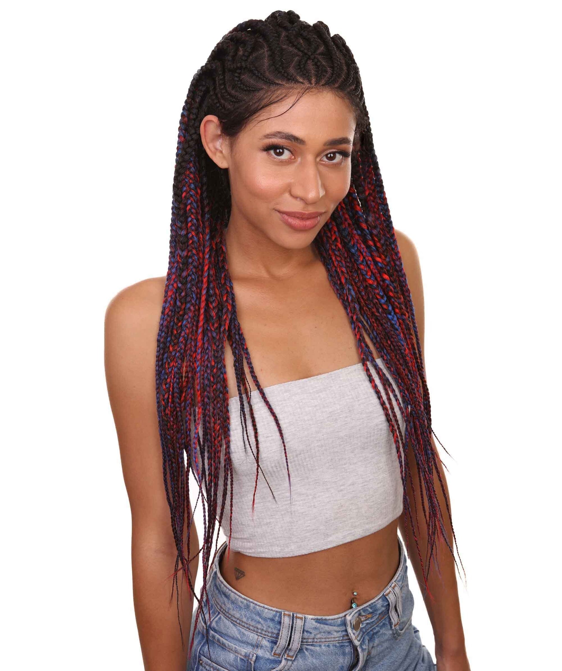 #TT1B/Blue+Red - Black, Red and Blue Blend