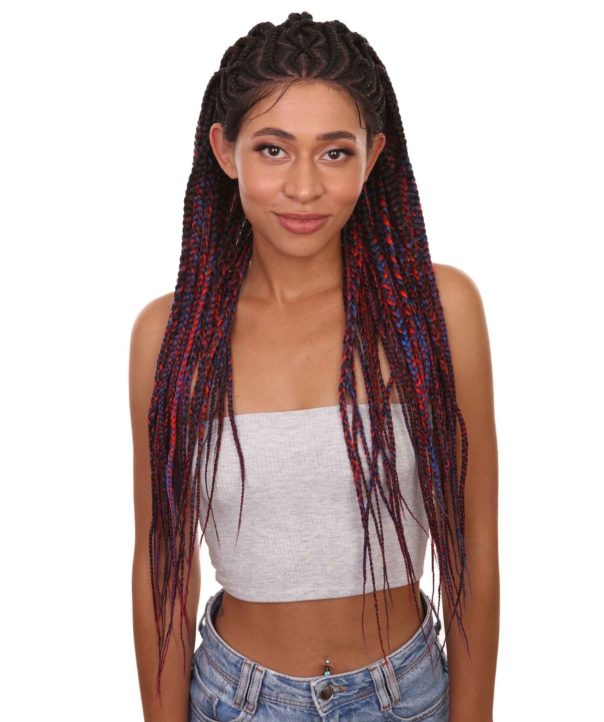 #TT1B/Blue+Red - Black, Red and Blue Blend